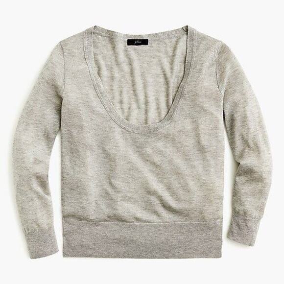 J. Crew Womens Gray Lyocell Silk Blend Scoop Neck‎ Pullover Sweater Top Size L - Picture 1 of 9